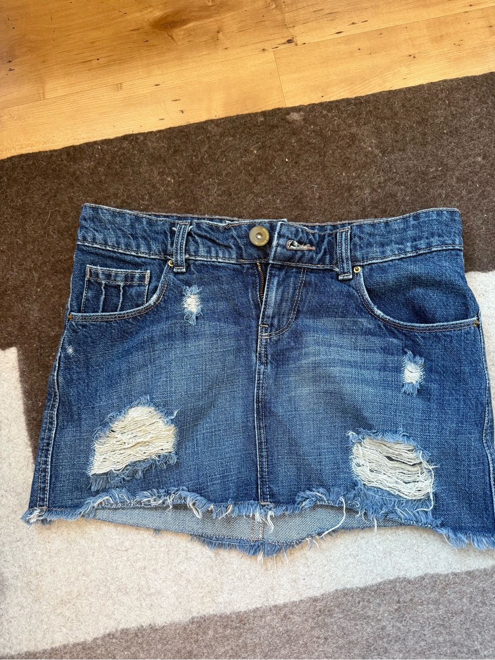 Distressed Blue Mossimo Denim Mini Skirt - Women's